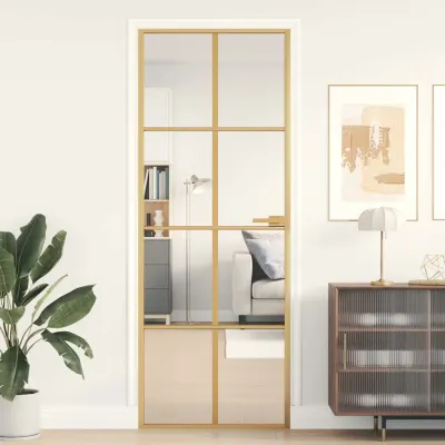 vidaXL Ușă interior Slim auriu 76x201,5 cm sticlă securizată/aluminiu
