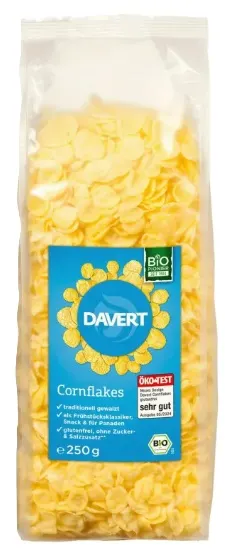 Fulgi de porumb organici, 250 g, Davert