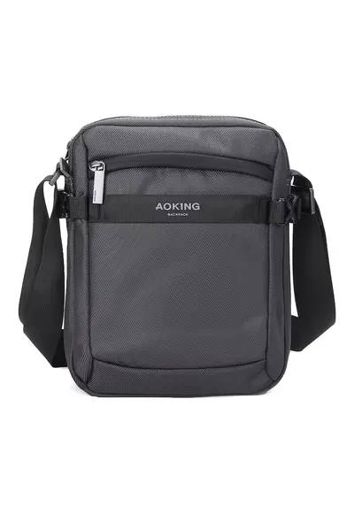 Geanta crossbody unisex cu buzunare exterioare - Gri