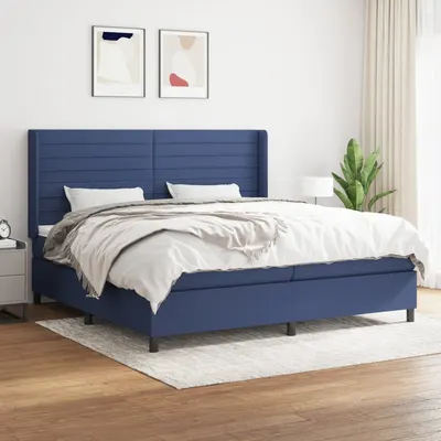 Gossi pat box spring cu saltea, albastru, 200x200 cm, textil