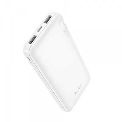 Baterie Externa HOCO J128, 10000mAh, 10W, 2 x USB-A, Alba