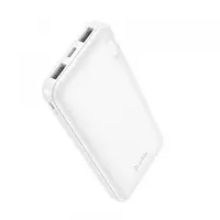 Baterie Externa HOCO J128, 10000mAh, 10W, 2 x USB-A, Alba