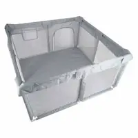 Tarc de joaca pentru copii prevazut cu fereastra de acces cu fermoar, cadru din otel, asamblare simpla, dimensiune 120 x 120 cm Grey