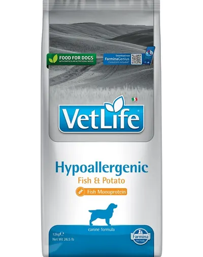 FARMINA Vet Life Hypoallergenic peste & cartof 12 kg Hrana uscata caini cu alergii alimentare