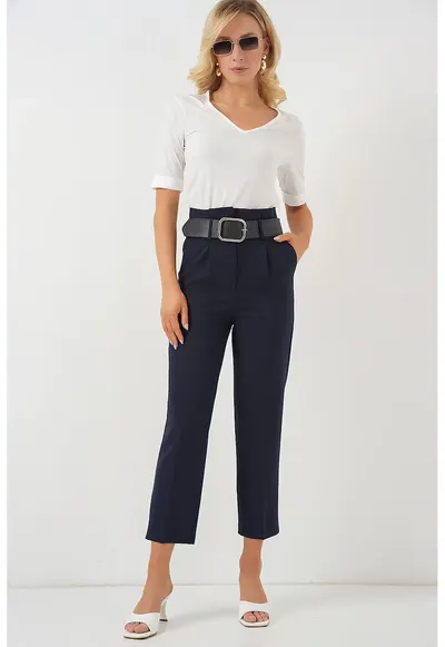 Pantaloni dama - drepti - Bleumarin