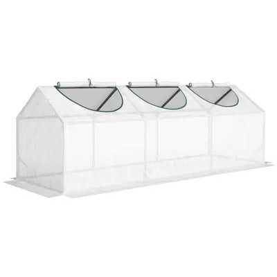 Outsunny Mini seră de grădină cu 3 ferestre rulabile, husă din PE de înaltă densitate 140 g/m², 180 x 60 x 60 cm, alb | Aosom Romania