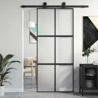 Gossi usa glisanta, negru, 90x205 cm, sticla securizata si aluminiu