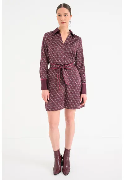 Rochie-camasa scurta cu monograma - Violet tyrian
