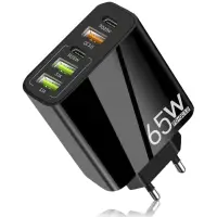 Incarcator Retea, 5 Porturi, 65W, 3 x USB, 2 x Type-C, Negru - Default Title