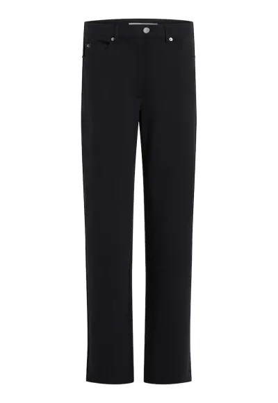 Pantaloni drepti cu talie medie - Negru