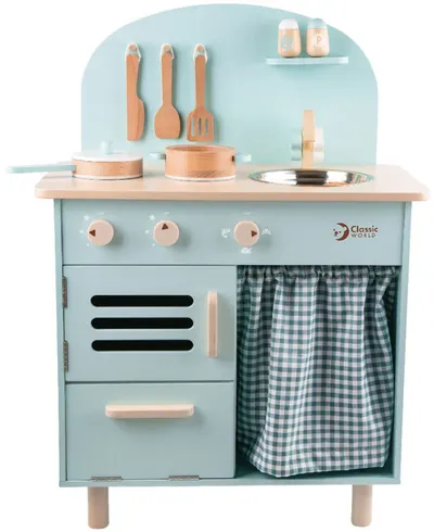 Bucatarie din lemn pentru copii Classic World - Retro, albastru