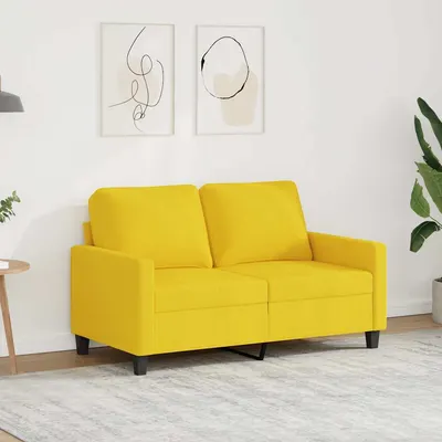 vidaXL Canapea cu 2 locuri, galben deschis, 120 cm, material textil