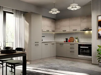 Mobila Bucatarie Elva Colt 228.2 x 241.6 cm Gri/Cremona - Configuratia 30