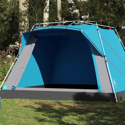 vidaXL Cort de camping cabană 4 persoane albastru cu eliberare rapidă