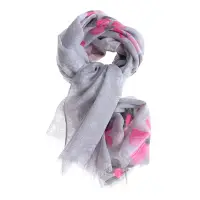 Esarfa gri din vascoza cu flori delicate