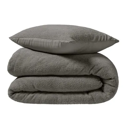 Lenjerie de pat gri antracit din micropluș/cocolino pentru pat dublu, extinsă 240x220 cm Helena – douceur d'intérieur