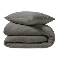 Lenjerie de pat gri antracit din micropluș/cocolino pentru pat dublu, extinsă 240x220 cm Helena – douceur d'intérieur