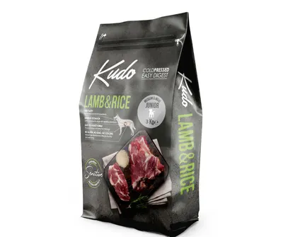 Kudo Junior Mediu-Maxi - Hrana uscata, presata la rece - Miel si Orez - 3kg