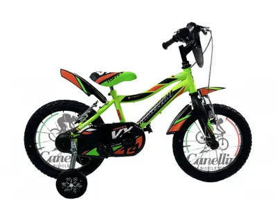 Bicicletă pentru băieți Canellini VORTEX 14" - Verde/Negru/Portocaliu