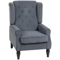 HOMCOM Fotoliu elegant cu urechi, gros căptușit, husă detașabilă, 74 x 86 x 102 cm, Gri | Aosom Romania