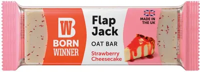 Baton Flap Jack Oat, cheesecake cu căpșuni, 100 g, Born Winner