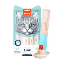 WANPY Creamy Treat, Ton și Cod, punguță recompense pisici, (piure), 70g