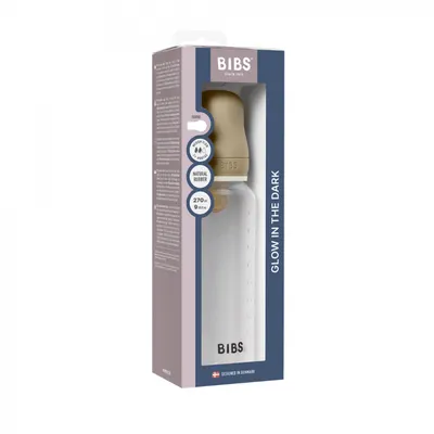 Set complet biberon fosforescent anticolici PP fara BPA 270 ml Bibs Latex Vanilla Glow