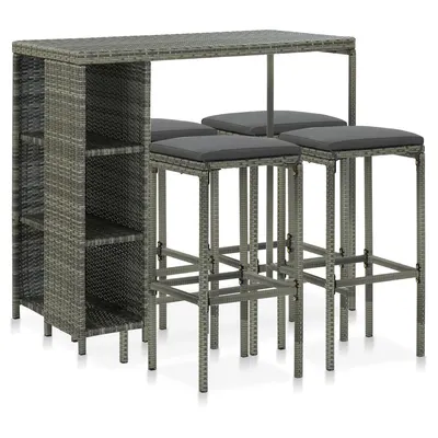 Gossi set mobilier bar de gradina cu perne, 5 piese, gri, poliratan