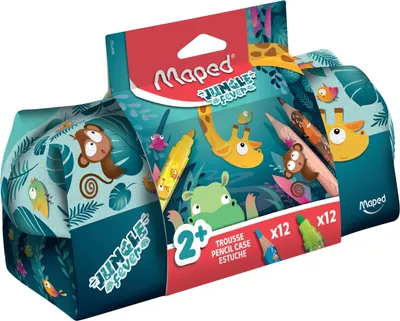 Penar școlar echipat Maped Jungle Fever - 12 creioane și 12 markere