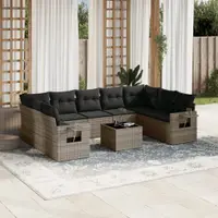 Gossi set mobilier de gradina cu perne, 10 piese, gri, poliratan