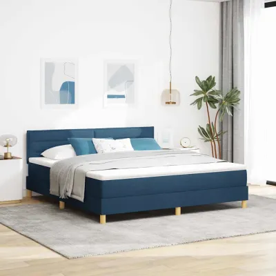 vidaXL Pat cu arc LED cu benzi LED albastru 180 x 200 cm țesătură