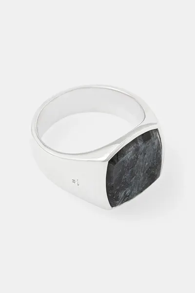 Tom Wood inel de argint Cushion Larvikite (M)