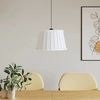 vidaXL Abajur lustră, alb, Ø45 x 28 cm, răchită