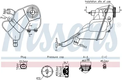 Vas expansiune racire (cu priza, cu senzor nivel) potrivit MERCEDES S (C216), S (W221, V221) 10.05-12.13