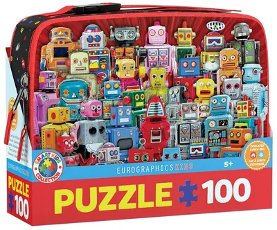 Puzzle pentru copii Eurographics din 100 piese - Cutie de prânz "Roboți"