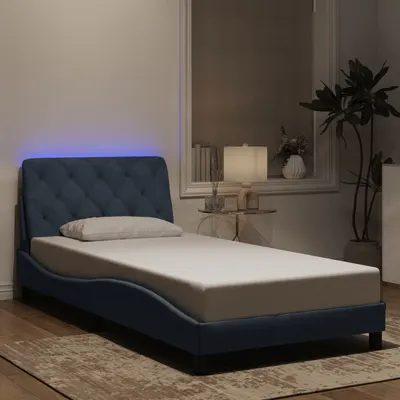 vidaXL Cadru de pat cu LED fără saltea, gri închis, 100x200 cm, catifea
