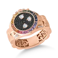 Inel din aur roz cu safire multicolore de 0.71ct si diamante de 0.5ct