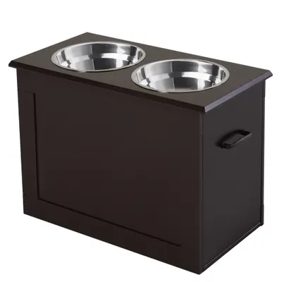 PawHut Set Boluri pentru Animăluțe, Hrănitor Dublu, Design Ergonomic, Alb și Gri | Aosom Romania