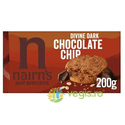 Biscuiti din Ovaz Integral cu Fulgi de Ciocolata 200g