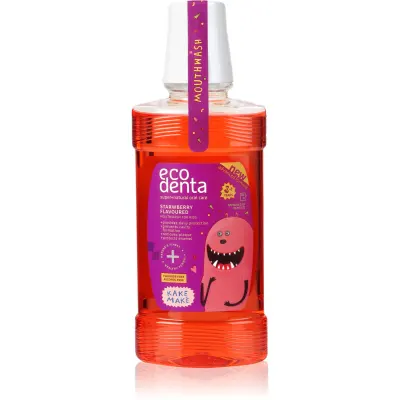 Ecodenta Super + apa de gura racoritoare pentru copii aroma Strawberry 250 ml