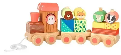 Tren din lemn Orange Tree Toys - Woodland Animals