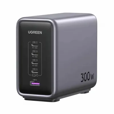 Incarcator Statie UGREEN CD333 Nexode, 300W, 5A, 1 x USB-A - 4 x USB-C, Gri