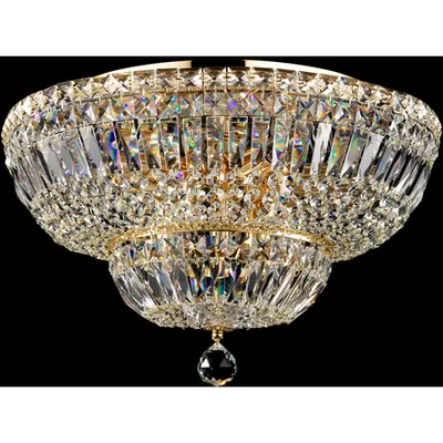 Candelabru Diamant Crystal Basfor 12 becuri dulie E14, 230V,D.46cm, H.32 cm,Auriu