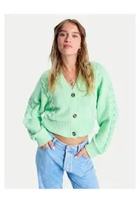 Cardigan dama - verde - poliester - inchidere cu nasturi