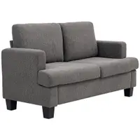 HOMCOM Canapea 2 locuri 120 cm cu perne de spătar detașabile, țesătură chenille pentru living, dormitor, birou, gri închis | Aosom Romania