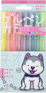 Set de pixuri cu gel Bruno Visconti - Animals, 8 culori neon