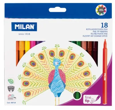 Carioci cu varf subtire Milan - 18 culori