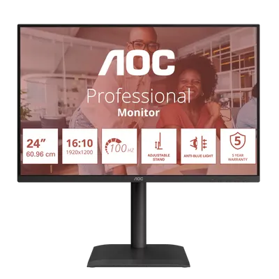Monitor Consumer AOC X24E4U, 24", 1920 x 1200 pixeli, Black, 5 ani Garantie