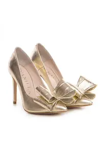 Pantofi Stiletto cu toc subtire - piele naturala - aurii
