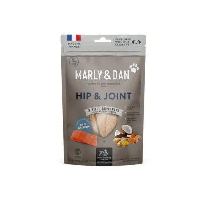 MARLY&DAN Hip&Joint, XS-XL, Somon, punguță recompense funcționale fără cereale câini, sistem articular, 80g